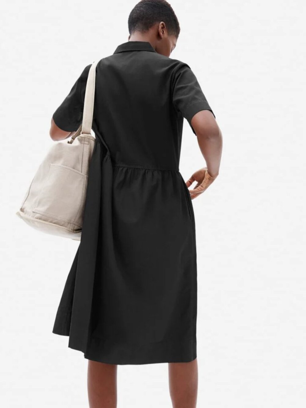 Everlane The Parklet Shirtdress Black Cotton Short Sleeve Size 4 - Picture 2 of 9